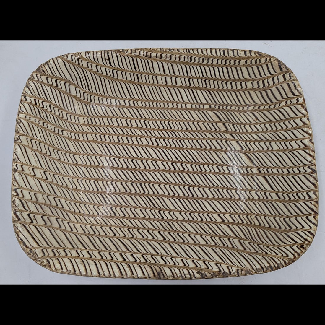 19th Century Combed Slipware Earthenware Dish (1 of 11)