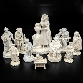 Lot Of 10 Minton Parian Ware Porcelain Figures 19th C, Multiple Marked