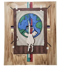 Anthony Falbo 1953-2024 Florida Artist Oil On Canvas Titled "WORLD PEACE"