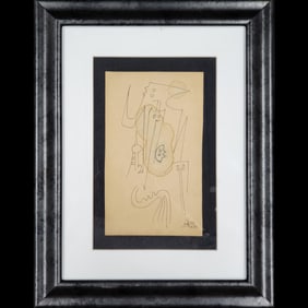 French Cuban-Wifredo Oscar de la Concepcion Lam 1902-1982 Ink On Paper Signed & Dated