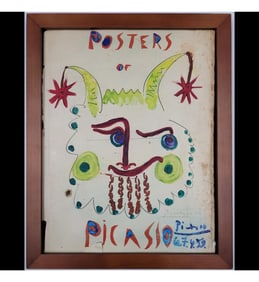 Pablo Picasso 1881-1973 Mix Media Book Jacket "POSTERS OF PICASSO 1957" Signed & Dated