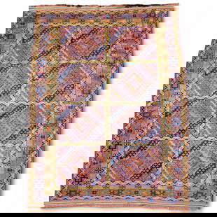Vintage Hand Made Persian Zarand Kilim Rug: Vintage Hand Made Persian Zarand Kilim Rug. Measures approx. 56.5" X 80" Please copy and paste the URL link below to review our Terms and Conditions for bidding, payment, shipping and other