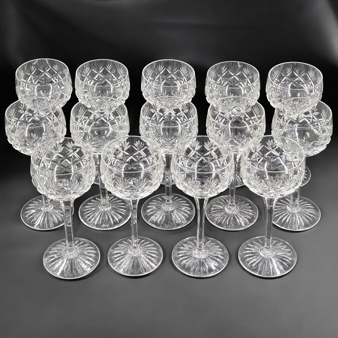 Lot Of English STUART Cut Crystal Martini Goblets, 14 Pieces (1 of 9)