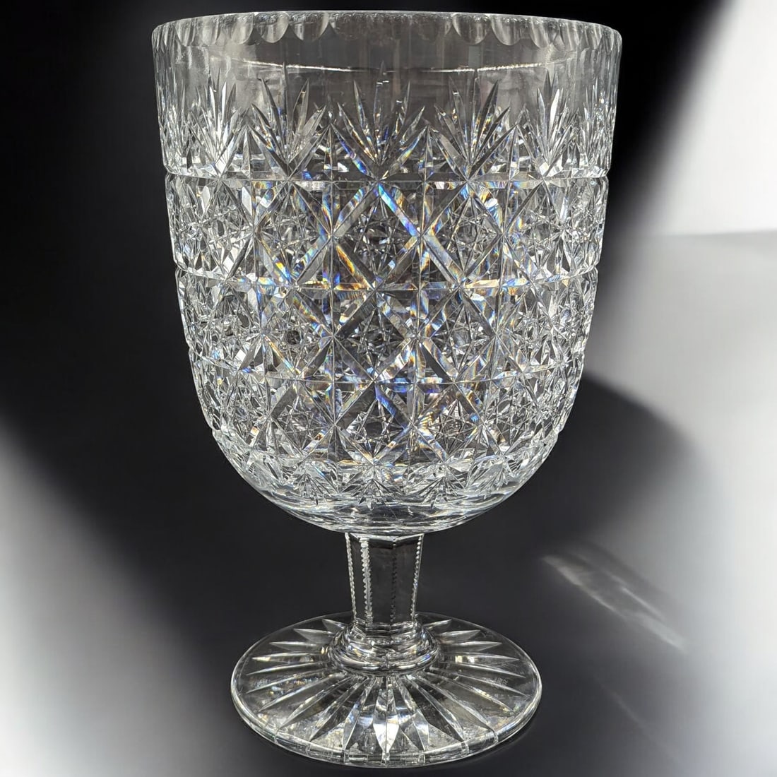 Large Beautiful English Thomas Webb & Sons Crystal "Wellington" Pattern Footed Centerpiece Bowl (1 of 19)