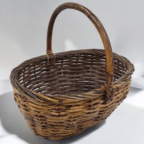 An Antique Japanese Woven Madake Bamboo Vegetable Basket
