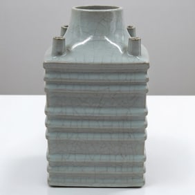 Chinese Guan Ware Celadon Crackle Cong Vase