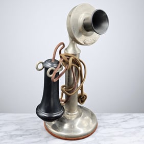 Western Electric Co. Vintage Chrome Plated Candlestick Rotary Telephone