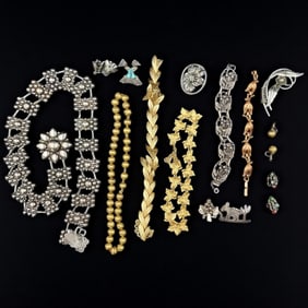 Lot Of Assorted Costume Jewelry W/ 68.6 Grams Sterling Silver, 14 Pieces