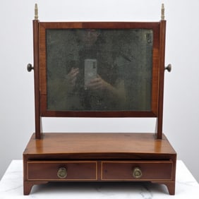 Antique Federal Sheraton Shaving Mirror, Original Glass