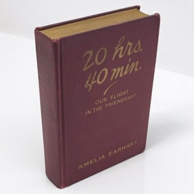 Amelia Earhart SIGNED Book, "20 Hrs. 40 Min." First Edition Copy