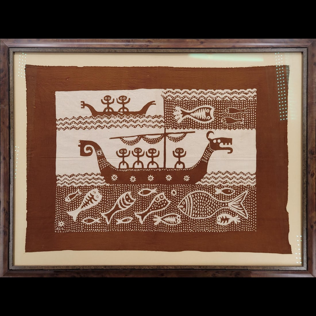 Asiz Signed Vintage Indonesian Batik Panel (1 of 9)