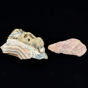 Large Chunk Of Raw Rose Quartz And Crazy Lace Agate