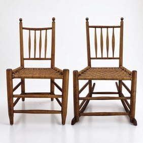 Pair Of Early New England Chair And Rocker