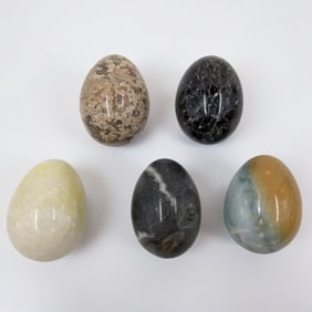 Lot Of 5 Polished Stone Eggs Of Various Types
