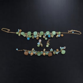 4 Piece Lot Of Opalite, Amazonite, Wood, And Possible Glass Beaded Jewelry