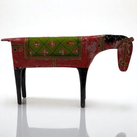 Mid-Century Modern Hand Painted Folk Art Metal Donkey Sculpture