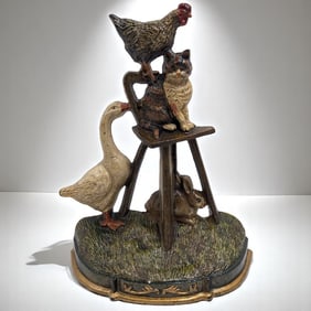 Vintage Painted Cast Iron Animal Doorstop