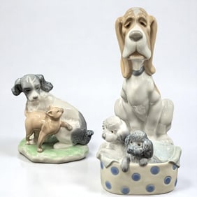 Lot Of 3 Nao Lladro Porcelain Dog Figurines, Names Listed In Description