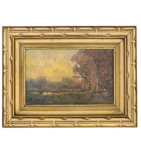 American California-Theodore Clement Steele 1847-1926 O/P Landscape Painting Signed Lower Left: American California, Indiana-Theodore Clement Steele 1847-1926 Oil On Panel Landscape Painting Signed Lower Left. Frame Measure 9.5" X 12", Sight 5" X 8 1/2". Provenance: Single Private Estate Florida