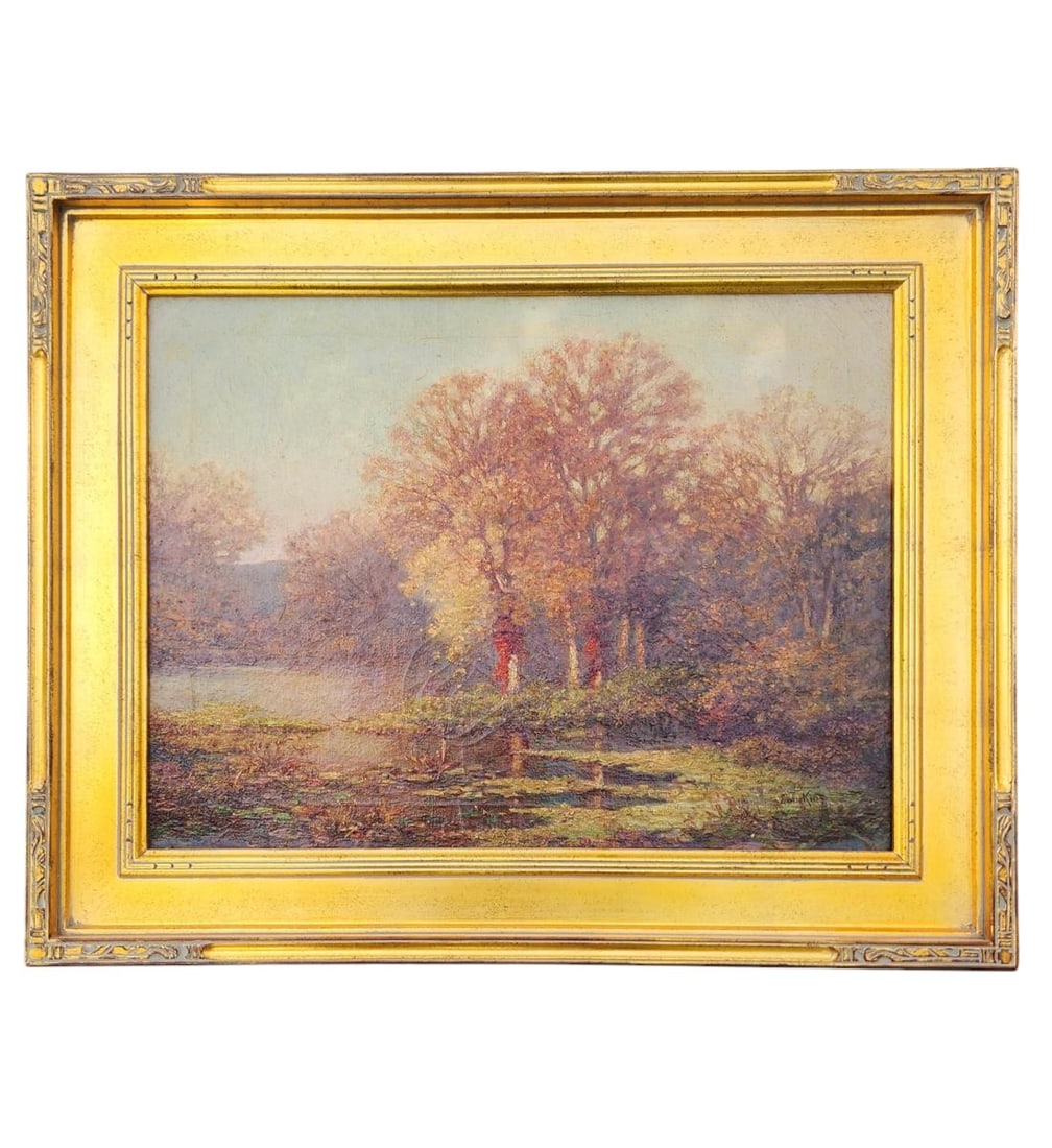 N.Y Ohio, Ma Maine American-John Joseph Enneking 1841-1916 O/C Landscape Painting Signed Lower Right (1 of 9)