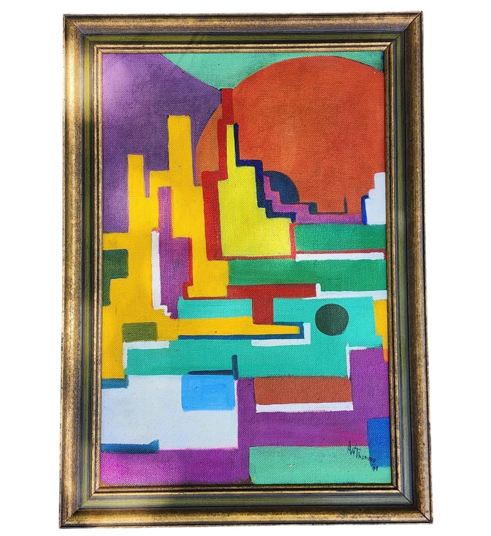 District Of Columbia American-Alma Woodsey Thomas 1891-1978 Oil On Board Painting Signed Lower Right (1 of 8)