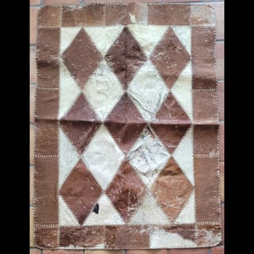 Cowhide Tapestry with Stitched Diamond Pattern