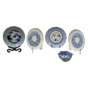 Lot Of 10 Japanese Porcelain And Lacquered Dishes, Some Marked