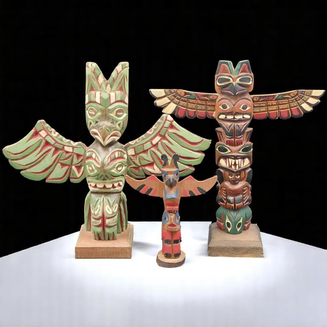 A Trio Of Northwest Coast Wood Carved Totems, Including Ray Williams (1 of 19)