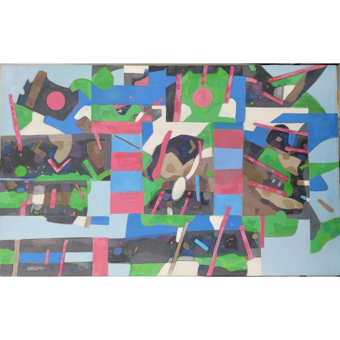 Bruce Gregory (American, 1917-2002) Signed Abstract Painting, Estate Fresh: Bruce Gregory (American, 1917-2002) Signed Abstract Painting, Estate Fresh. WWW.BRUCEGREGORY.COM. Prov: Directly From The Artist Estate || New York / Florida Artist Bruce Gregory 1917-2002 Abstract Pa
