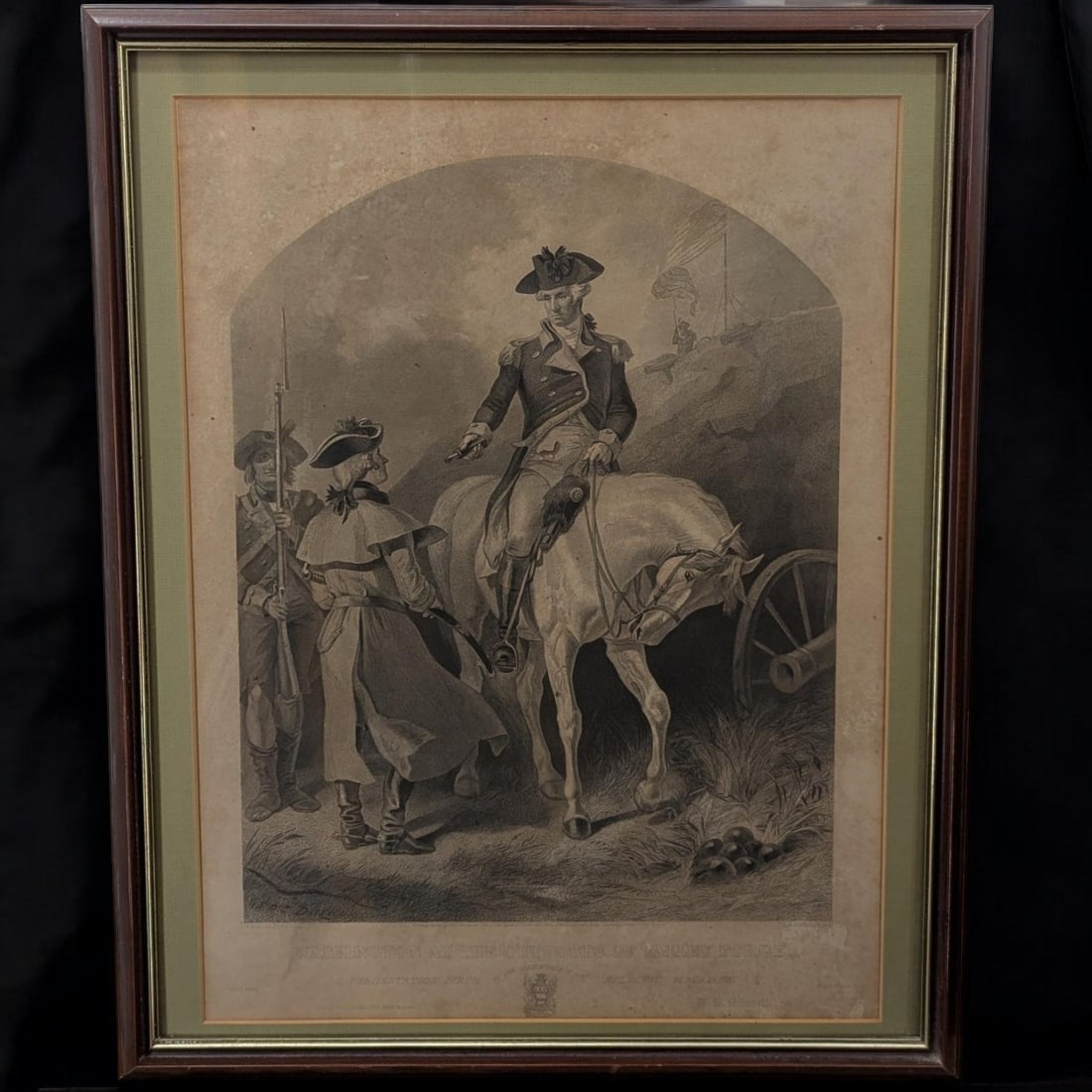 19th Century Etching Of Washington At The Outpost: 19th Century Etching Of Washington At The Outpost. Measures approx. 23" X 18 1/2". Please copy and paste the URL link below to review our Terms and Conditions for bidding, payment, shipping a