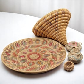 Assorted Lot Of Native American And African Woven Baskets, 5 Pieces