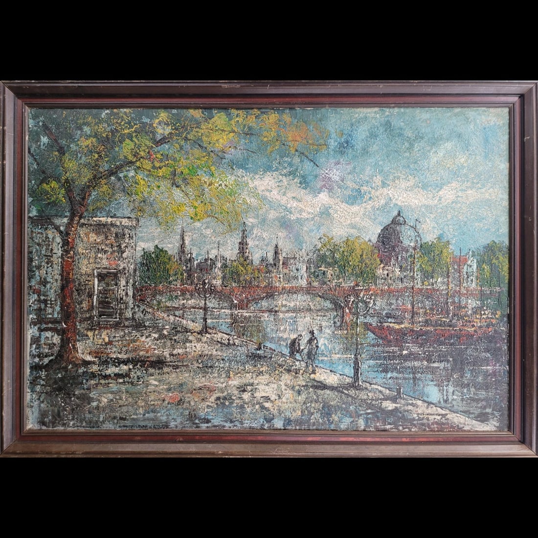 Antique Artist Zante Oil On Canvas City Scape With COA: ***RE-LISTED DUE TO THE BUYER FORFEITING THE ITEM FROM SHIPPING AFTER 42 DAYS. RE-LISTED TO COVER STORAGE FEES. ***Antique Artist Zante Oil On Canvas City Scape With COA. COA is signed and adhered to 