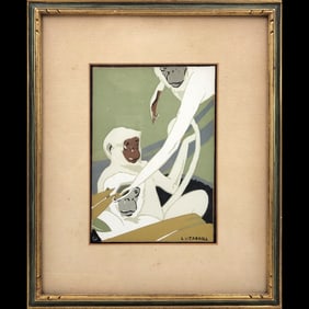 L.V. Carroll (American, 1887-1937) Signed Gouache On Paper, Featured In Harpers Weekly