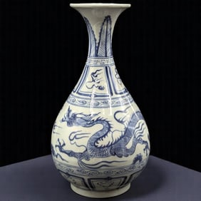 Chinese Blue And White Dragon Porcelain Vase