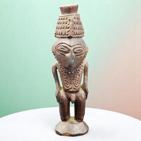 Papua New Guinea Wood Carved Male Ancestor Figure