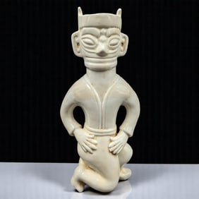 Chinese Off-White Porcelain Kneeling Figure