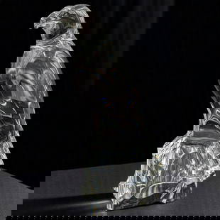 Large French Baccarat Crystal Falcon: Large French Baccarat Crystal Falcon. Measures approx. 10" X 5". Please copy and paste the URL link below to review our Terms and Conditions for bidding, payment, shipping and other specifi