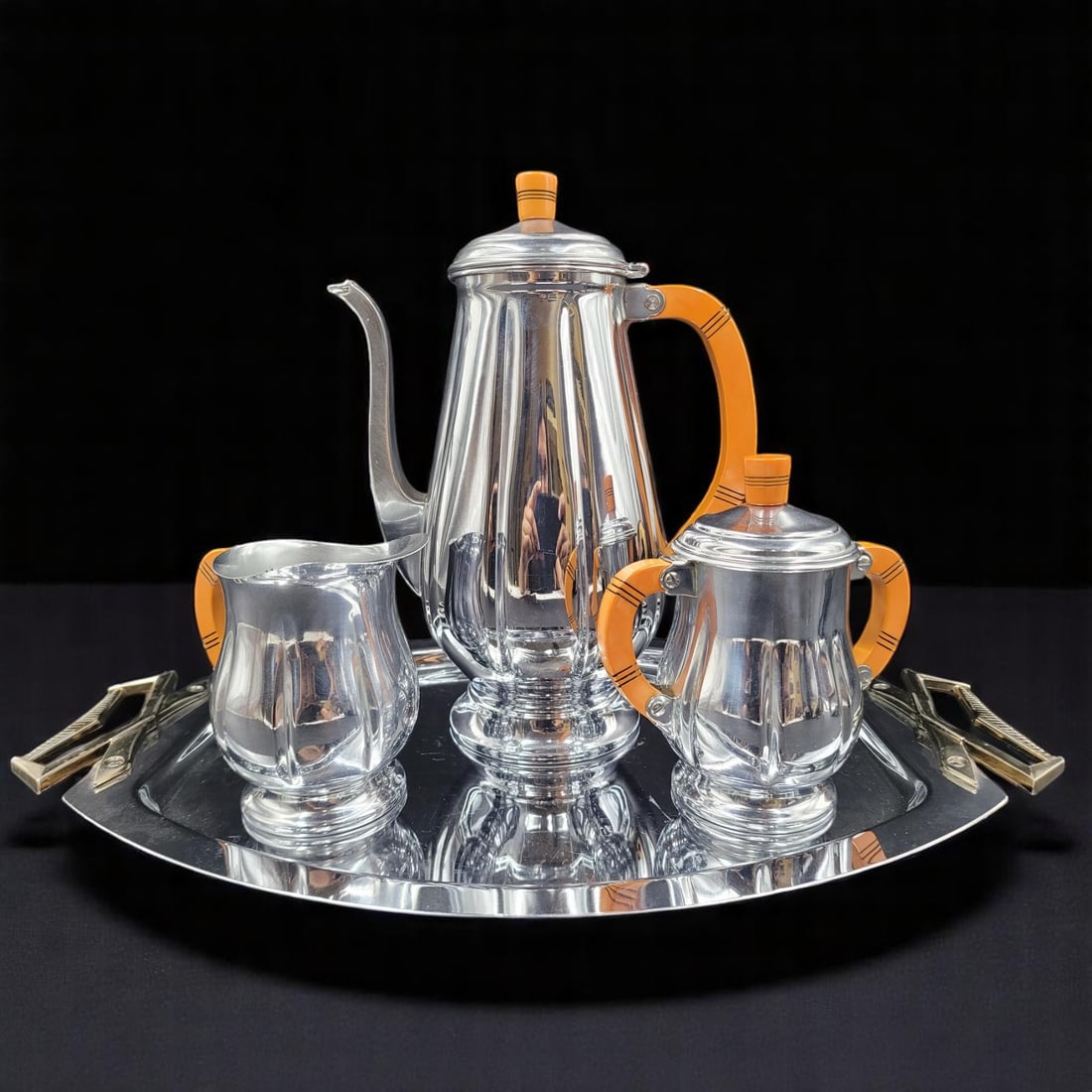 Vintage Farber Brothers Krome Kraft Bakelite Tea Set (1 of 14)