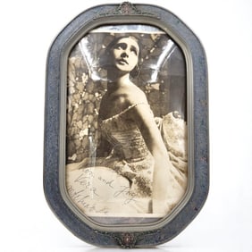 An Antique Hand Carved Wood Frame W/ An Autographed Balleria Photograph