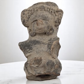Large Pre-Columbian Hollow Pottery Effigy, Possibly Aztec Or Mayan