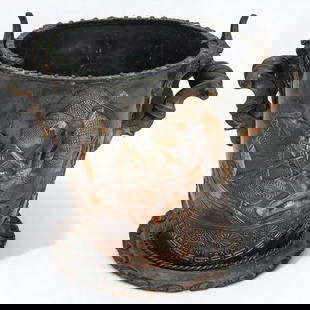 A Greek Handmade Copper Bucket: A Greek Handmade Copper Bucket. Measures approximately 10" x 11" Please copy and paste the URL link below to review our Terms and Conditions for bidding, payment, shipping and other specifics for