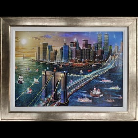 Chen Alexander Hand Signed Giclee On Canvas "Brooklyn Bridge" AP 40/75 With COA