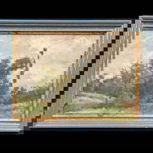 Oil On Canvas Impressionist Landscape Painting, In The Manner Of Claude Monet (French, 1840-1926): Signed Oil On Canvas Impressionist Landscape Painting, In The Manner Of Claude Monet (French, 1840-1926). PLEASE NOTE that this painting was professionally relined and the stretch was replaced due to