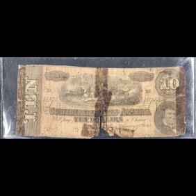 The Confederate States Of America Ten Dollar Bill Circa 1864