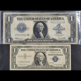 Pair Of United States Of America $1.00 Silver Certificates, Circa 1923 & 1957