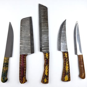 5Pc Hand Made Damascus Steel Kitchen Knives