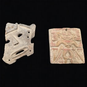 Pair Of Carved Pre-Columbian Wall Pieces, One Seems Newer