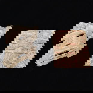 Pair Of Carved Pre-Columbian Wall Pieces, One Seems Newer: Pair Of Carved Pre-Columbian Wall Pieces, One Seems Newer. Measures approx. 5 1/4" X 5" and 6" X 4 1/2". Please copy and paste the URL link below to review our Terms and Conditions for bidding,