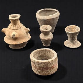 Lot Of 5 Pre-Columbian Ceramic / Terra Cotta Vessels