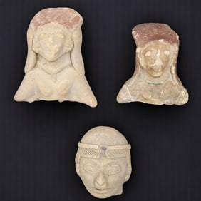 Lot Of 3 Pre-Columbian Pottery/Terracotta Bust Sculptures